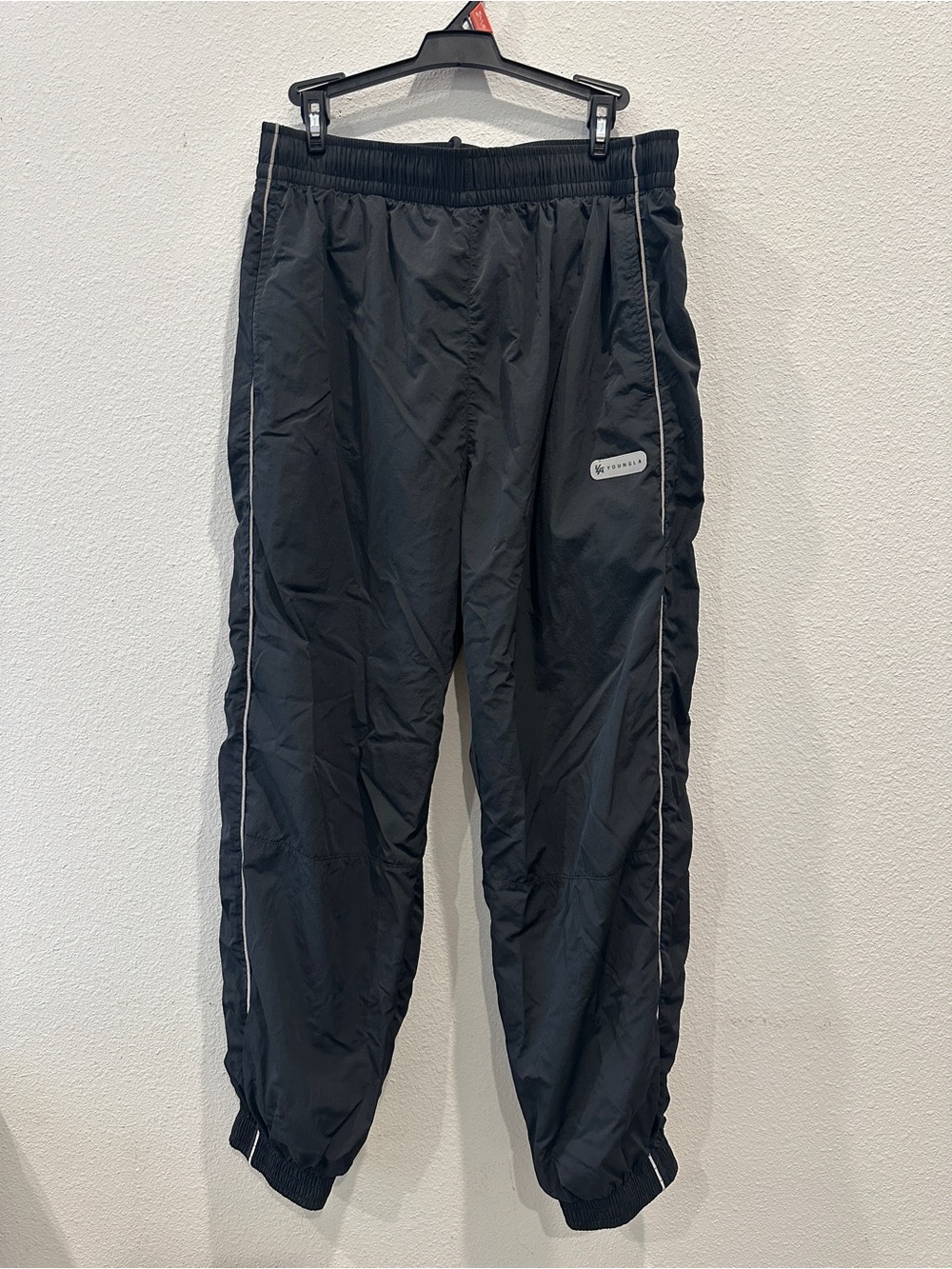Youngla Men's Black Jogger Track Pants with Subtle Reflective Trim